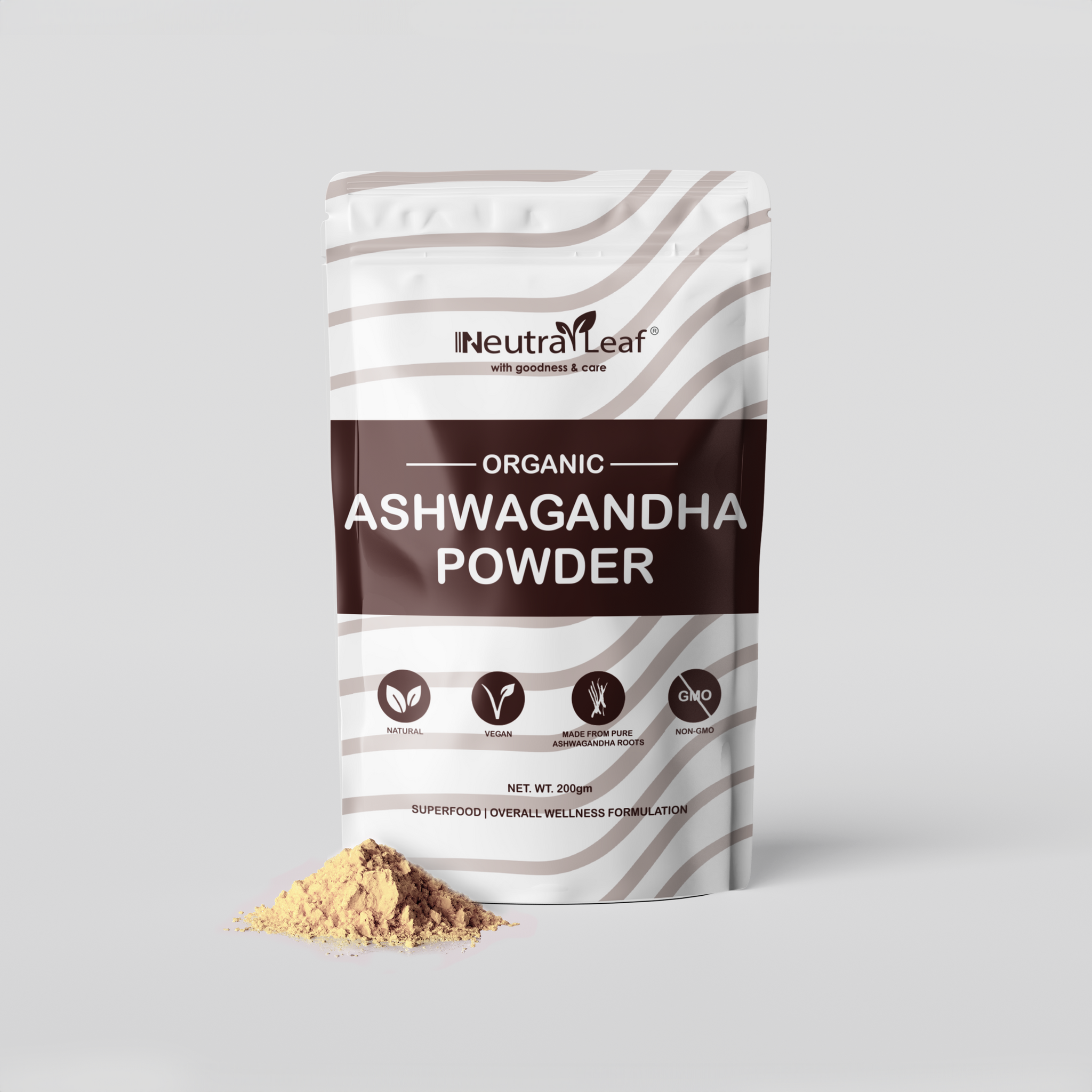 NeutraLeaf Organic Ashwagandha Root Powder - 500g | Helps Fight Anxiety and Stress