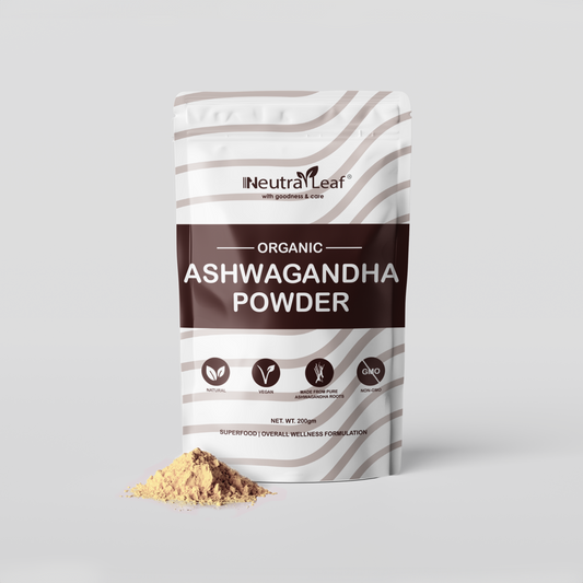 NeutraLeaf Organic Ashwagandha Root Powder - 500g | Helps Fight Anxiety and Stress