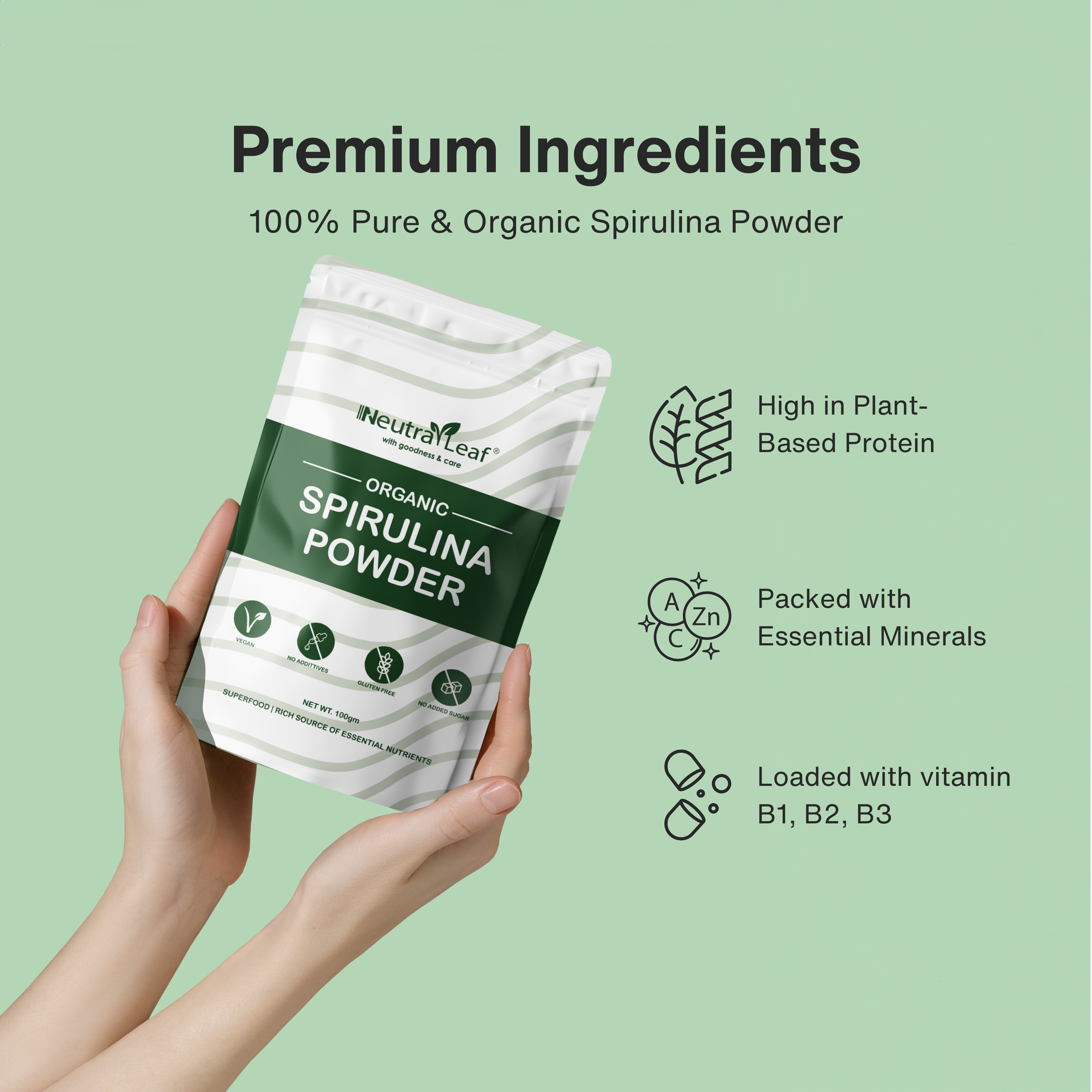 NeutraLeaf Organic Spirulina Powder 500g | Weight Management & Immunity Booster | Helps In Healthy Heart