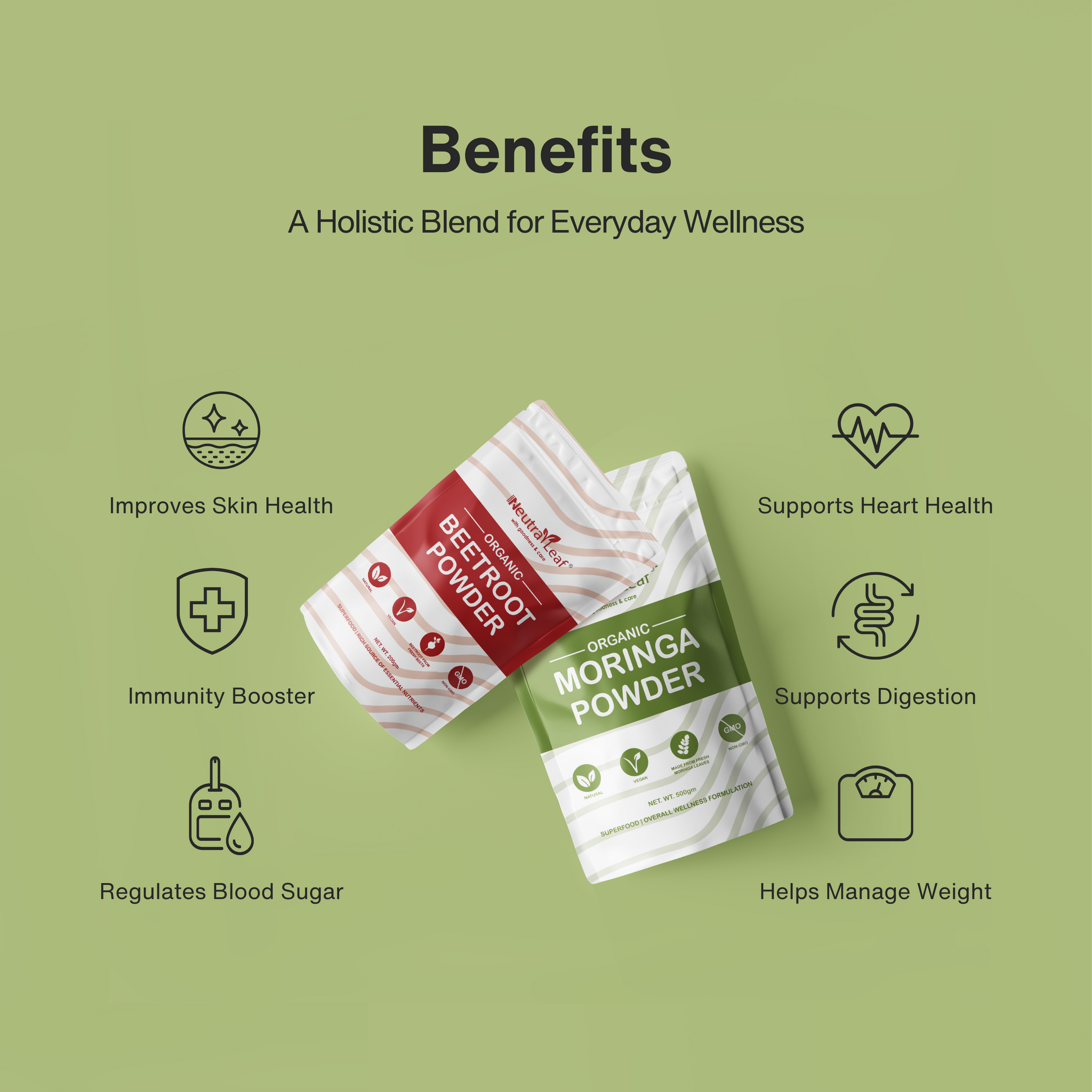 Healthy Skin & Energy Booster combo- Moringa Powder 500gm and Beetroot Powder 200gm