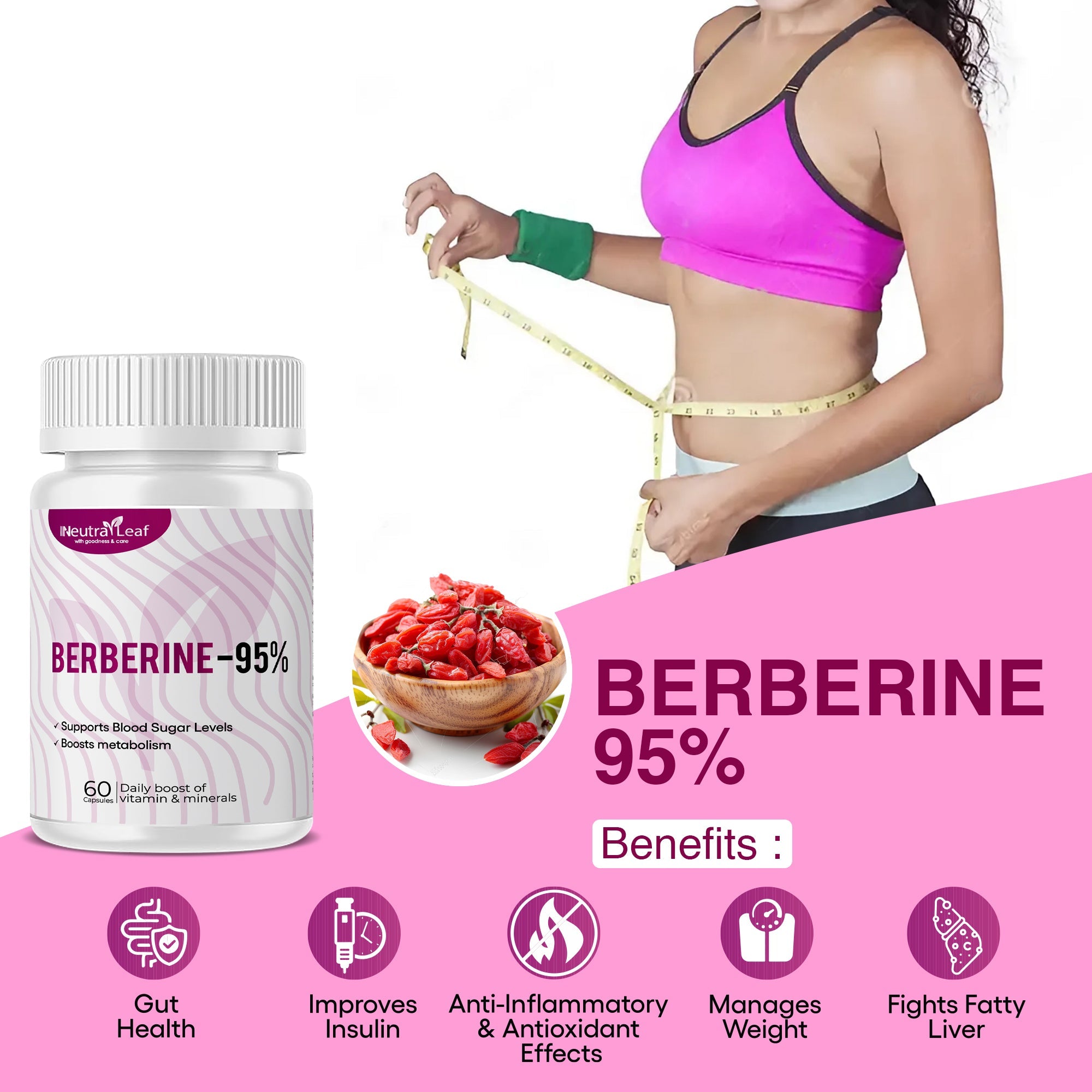 Neutraleaf Berberine - 95% Pack of 60 Capsule