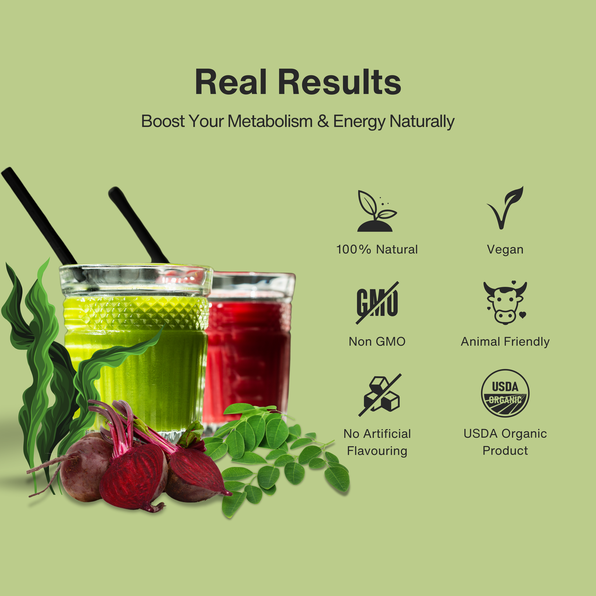 Metabolism Booster Combo - 200g Of Beetroot Powder + 200g Of Moringa Powder + 100g Of Spirulina Powder