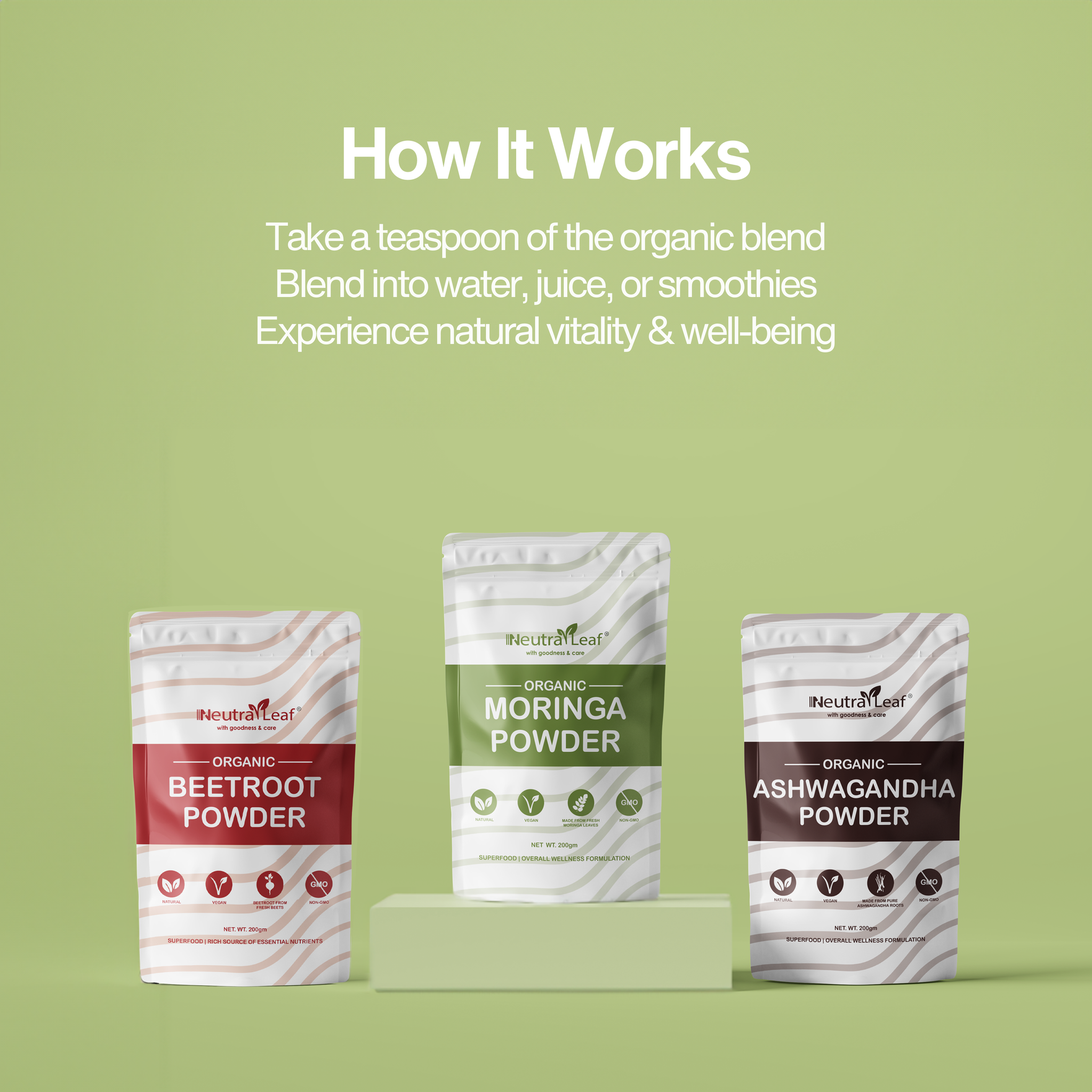 NeutraLeaf Holistic Trio Pack - Clears Skin| Boosts Energy | Supports Digestion | Blood Pressure Management | Nature's Multi-Vitamin