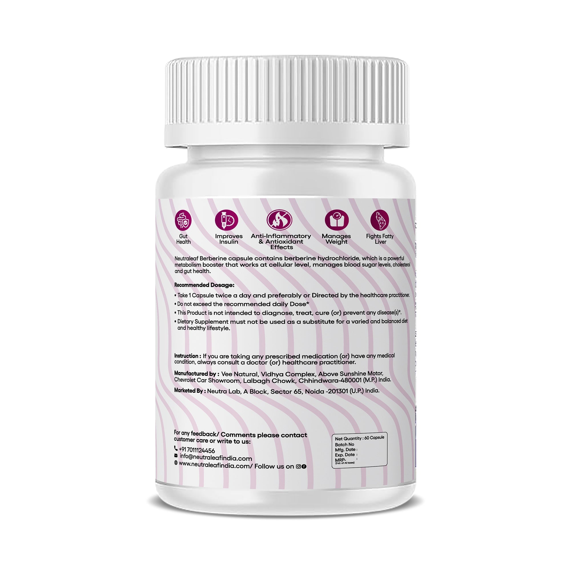 Neutraleaf Berberine - 95% Pack of 60 Capsule